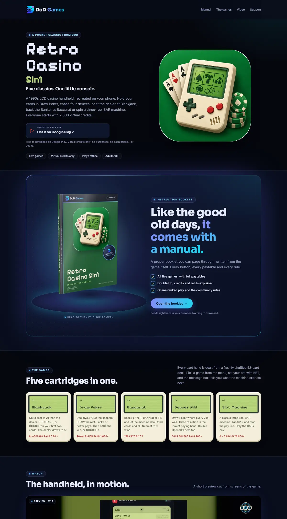 The Retro Casino 5in1 game page