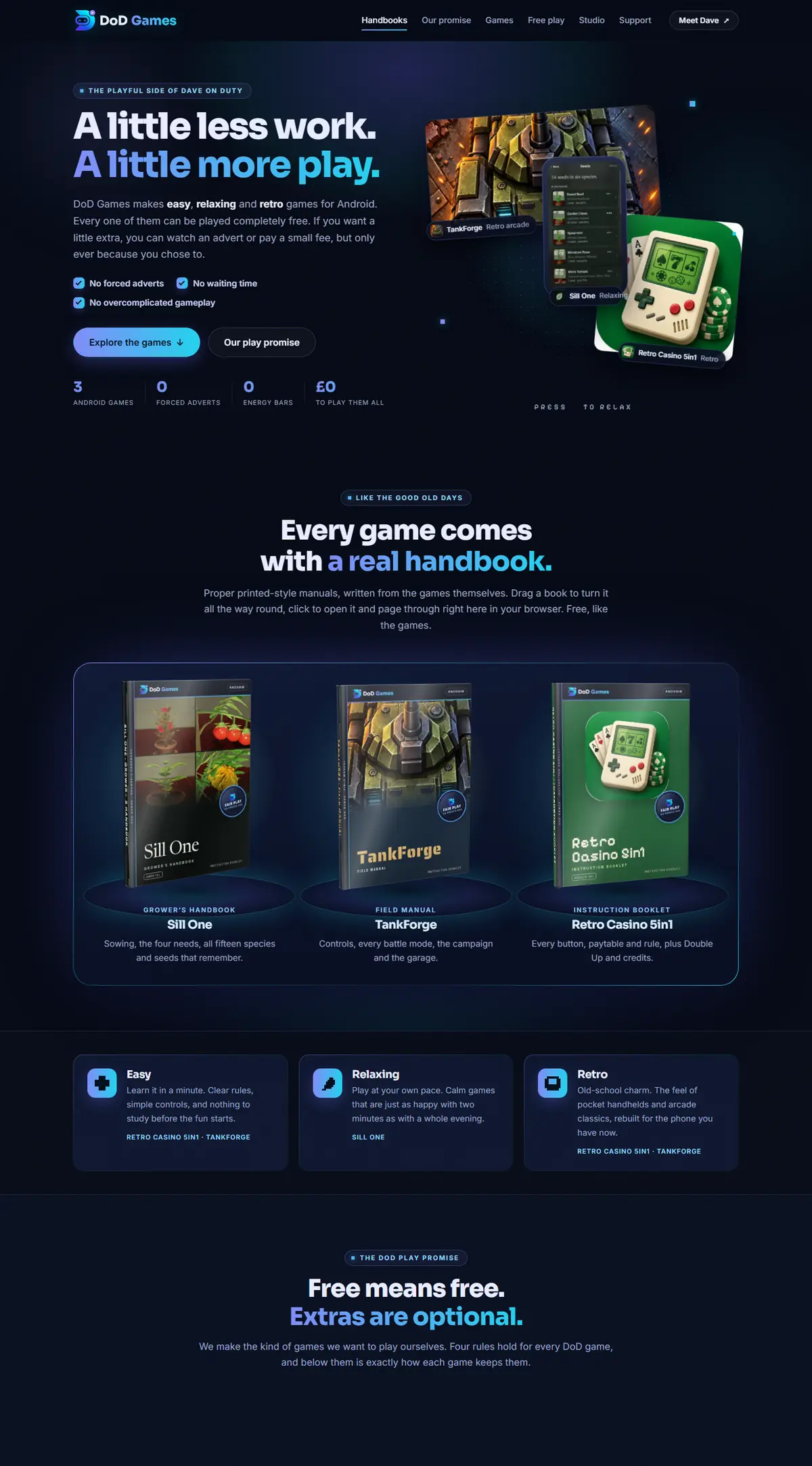 The DoD Games studio homepage